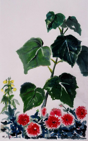 Empress Tree and Dahlia